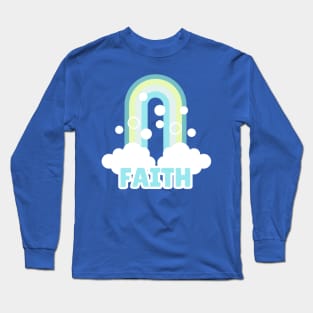 Rainbow Dream Pale Blue Retro Faith Style Long Sleeve T-Shirt